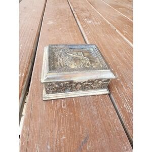 Vintage Japan Embossed Bronze Cigarette Box Ornate Trinket Box Antique‎ 1900s